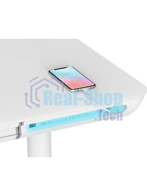 Стол компьютерный Cactus CS-EGD-WT-LED столешница закаленное стекло, белый каркас белый