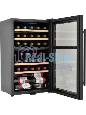 Винный шкаф ZÜGEL ZCWF331DB черный, 88 л, 2 отсека, 33 бут.