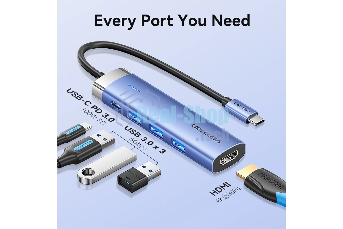 Мультифункциональный хаб Vention USB Type C 5 в 1