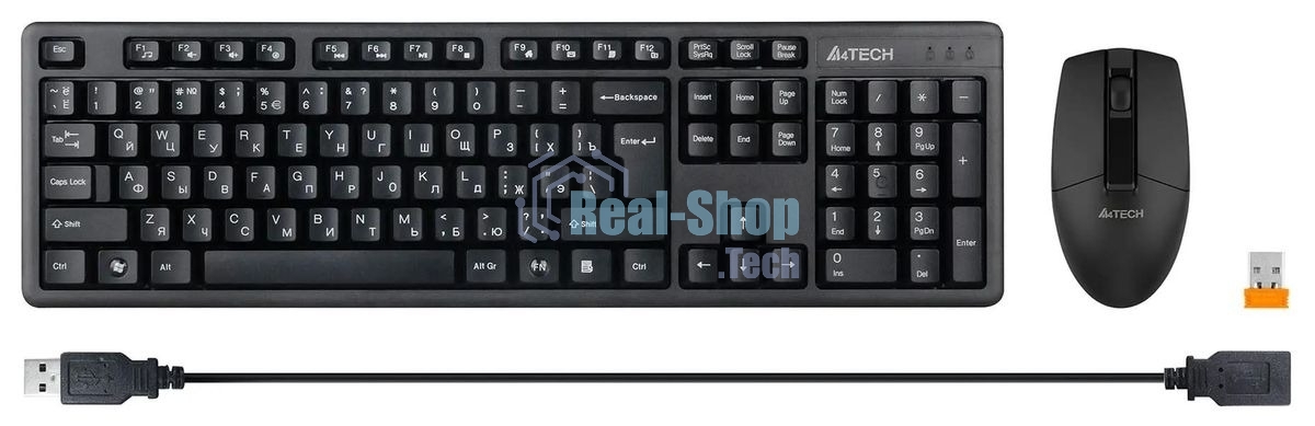 Комплект клавиатура+мышь A4Tech 3330N беспроводной, USB, 1200 DPI, чёрный
