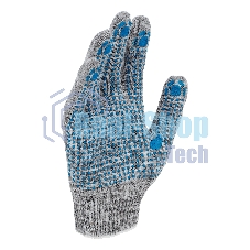 Перчатки трикотажные Сибртех х/б, 200 пар, ПВХ точка, 4 нити, 10 класс