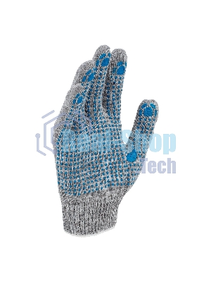 Перчатки трикотажные Сибртех х/б, 200 пар, ПВХ точка, 4 нити, 10 класс
