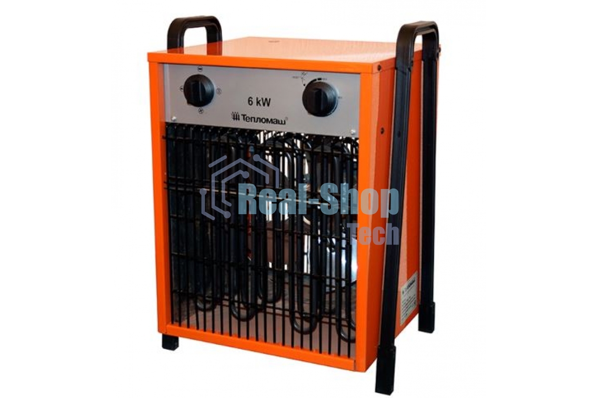 Тепловентилятор Тепломаш КЭВ-6С41Е, оранжевый/черный, 6000 Вт, 50 м2, термостат