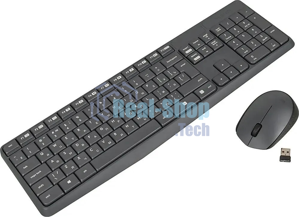Комплект клавиатура + мышь Logitech MK235 клав:черный мышь:черный USB беспроводная