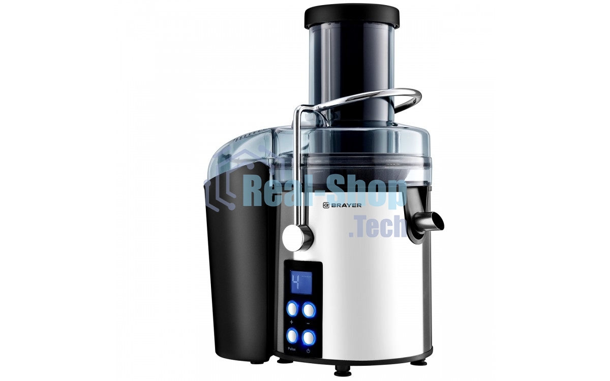 Соковыжималка BRAYER BR1705 центробежная, 800 Вт, 4 скор, LEDдисп,рез.для сока 1,1л, резер.мякот 2 л