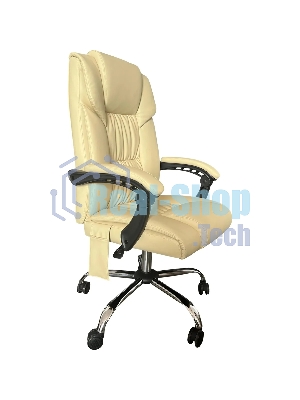 Кресло компьютерное с вибромассажем Cactus CS-CHR-OC04M-WT слоновая кость, эко.кожа, с подголовником