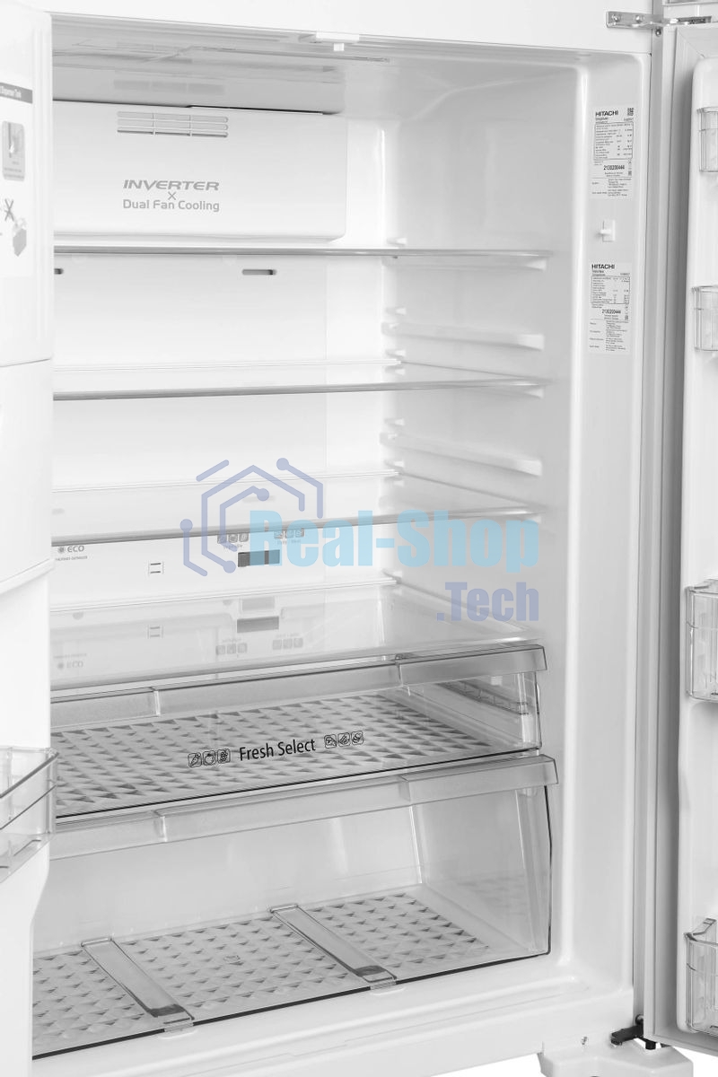 Холодильник Hitachi R-W660PUC7 GPW белый двухкамерный 396/144л морозилка сверху, No Frost, Side by Side