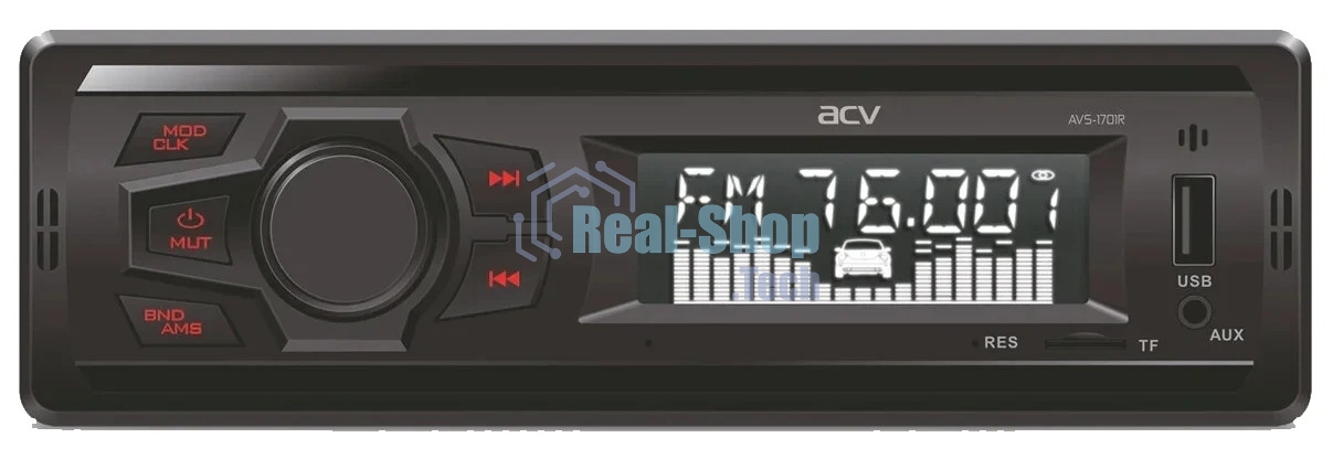 Автомагнитола ACV AVS-1701R, 1 DIN, USB Type-A, AUX