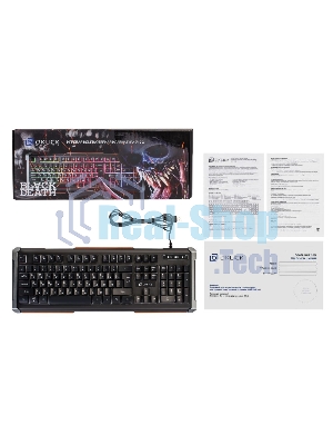 Клавиатура Oklick 717G Black Death проводная, USB Type-A, чёрный/серый