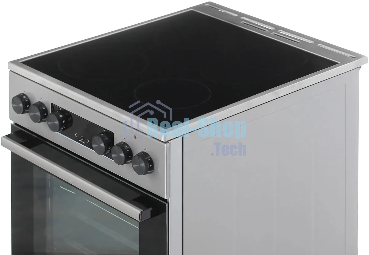 Плита электрическая Gorenje GEC5C40XAOT серебристый, конфорок 4 шт, духовка 70 л, 50 см x 85 см x 59.4 см