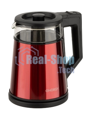 Чайник Energy E-200 (1,2 л), стекло, красный, двойной корпус