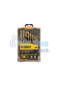 Набор сверл по металлу Denzel 1-10 мм, Р6М5-TiN, Golden Tip, 19 шт 723003