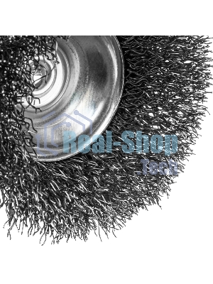 Щетка для дрели Denzel 65 мм, чашка, со шпилькой, нержавеющая витая проволока