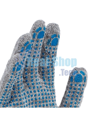 Перчатки трикотажные Сибртех х/б, 200 пар, ПВХ точка, 4 нити, 10 класс