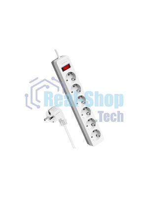 Удлинитель с сетевым фильтром Космос 6х3 м с заземл. 16А IP20 3.5 кВт с предохранителем 3х1 индикатор сети бел.