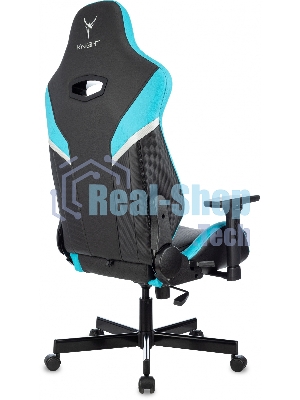 Кресло Knight Thunder 5X черный/голубой, экокожа, 120 кг, механизм качания