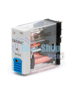 Реле миниатюрное промышленное, 1CO, ком. ток 12А, AgSnO2, напряжение 24V DC, опция: тест-кнопка+светодиод+защитный диод