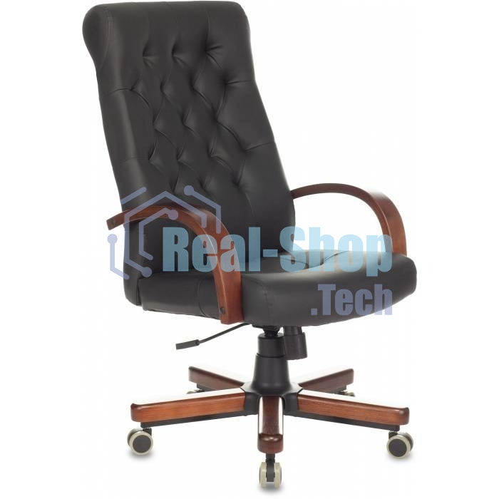 Кресло руководителя Бюрократ T-9928WALNUT/ECO черный, эко.кожа, крестовина металл/дерево