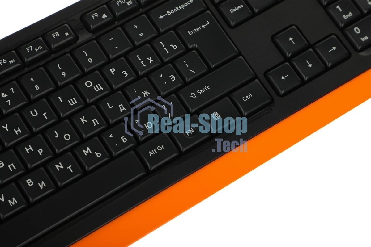 Комплект клавиатура+мышь A4Tech FStyler F1010 проводной, USB, 1600 DPI, чёрный/оранжевый