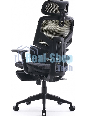 Кресло Cactus CS-CHR-MC01-LGNBK салатовый, сетка, подголовник, подставка для ног