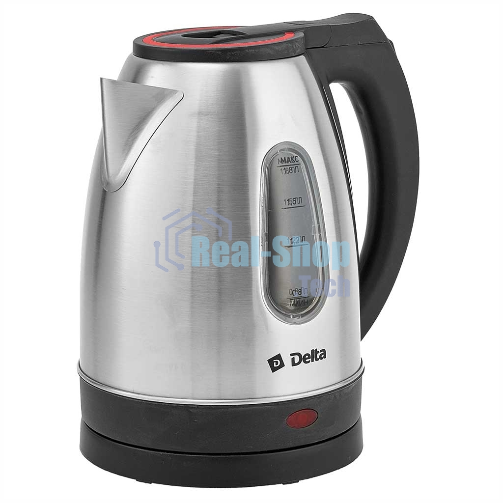 Чайник электрический DELTA DL-1114 нерж. с красным
