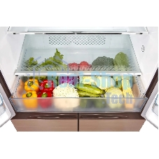 Холодильник Korting KNFM 81787 GM коричневый трехкамерный 303/153л морозилка сбоку, No Frost, Side by Side