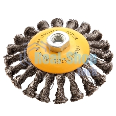 Щетка для УШМ Denzel 125 мм, М14, тарелка, крученая нержавеющая проволока 0,5 мм