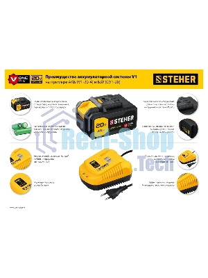 Гайковерт STEHER 20В бесщеточный, 1 АКБ (4А·ч), в кейсе. CWB-300-1