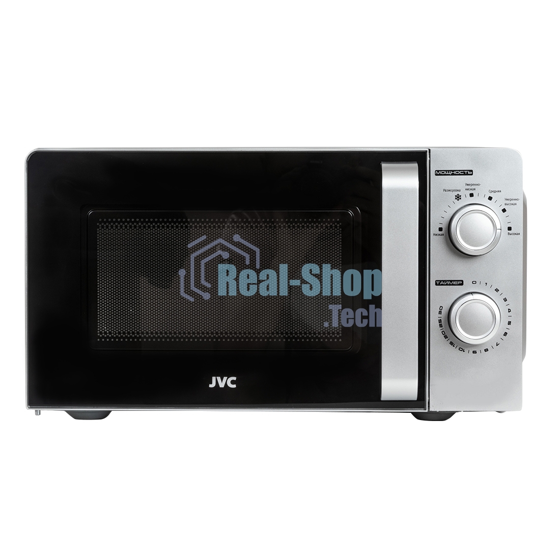 Микроволновая печь JVC JK-MW140M серебристый, 20 л, 700 Вт, переключатели - поворотный механизм