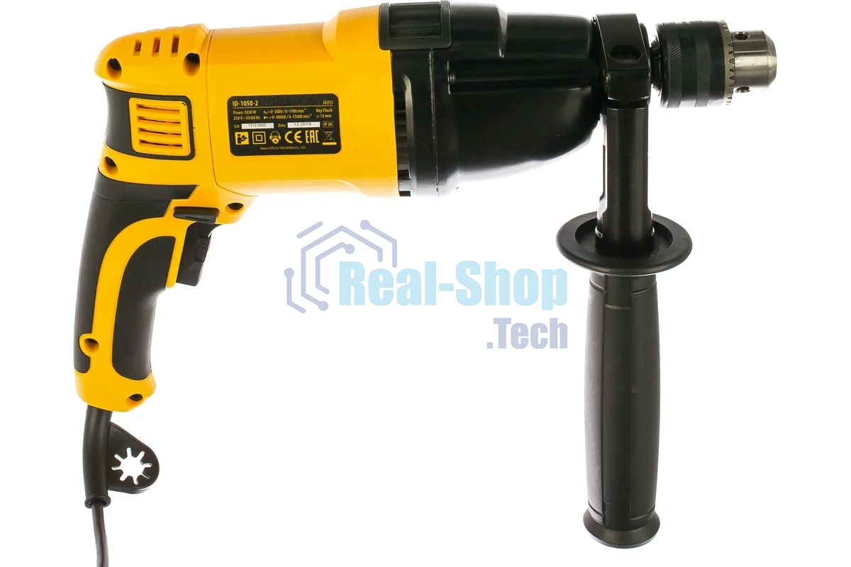 Дрель ударная Denzel ID-1050-2 1050Вт 0-3000/0-1100 об/мин 0-48000/0-17600 уд/мин 2 скор 26312