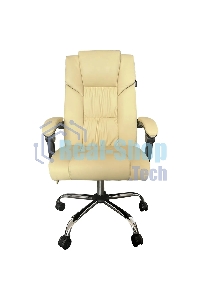 Кресло компьютерное с вибромассажем Cactus CS-CHR-OC04M-WT слоновая кость, эко.кожа, с подголовником