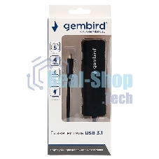 USB-концентратор USB 3.0 Gembird UHB-C424, 4 порта, кабель Type-C 19см, с доп питанием (Type-C)