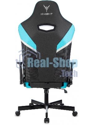 Кресло Knight Thunder 5X черный/голубой, экокожа, 120 кг, механизм качания