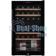 Винный шкаф ZÜGEL ZCWF331DB черный, 88 л, 2 отсека, 33 бут.