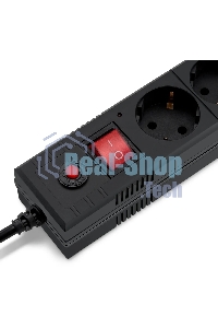 Удлинитель с сетевым фильтром 6х1.8 м с заземл. 10А IP20 BU-SP1.8 USB 2A CCA 3х0.75 2USB черный BURO 992310