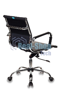 Кресло руководителя Бюрократ CH-883-LOW/BLACK черный, низкая спинка, искусственная кожа, крестовина хром