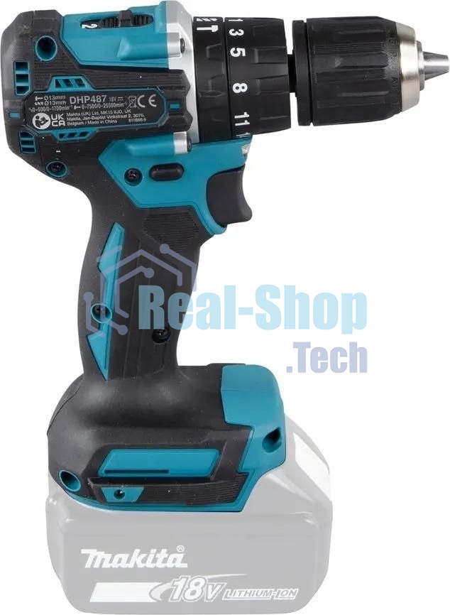Дрель-шуруповерт Makita DHP487Z, 18 В, 0 Ач, 40 Нм, бесщеточный, ударный
