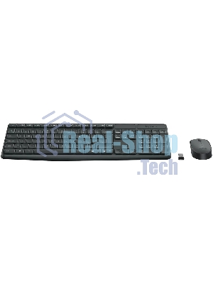 Комплект клавиатура+мышь Logitech MK235 беспроводной, USB, 1000 DPI, серый