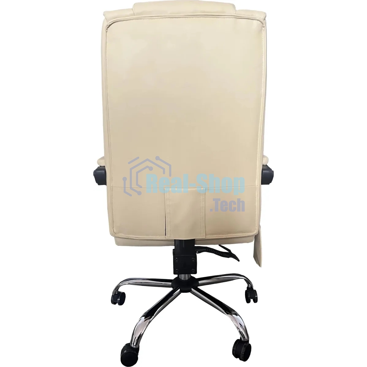 Кресло компьютерное с вибромассажем Cactus CS-CHR-OC04M-WT слоновая кость, эко.кожа, с подголовником