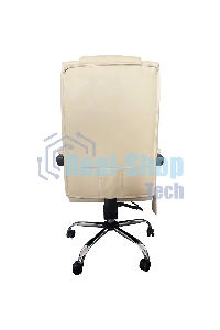 Кресло компьютерное с вибромассажем Cactus CS-CHR-OC04M-WT слоновая кость, эко.кожа, с подголовником