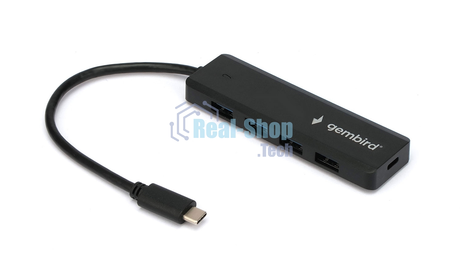 USB-концентратор USB 3.0 Gembird UHB-C424, 4 порта, кабель Type-C 19см, с доп питанием (Type-C)