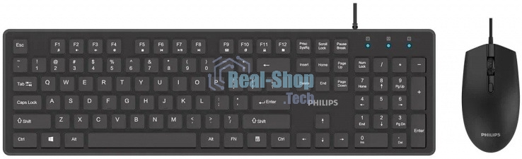 Комплект клавиатура+мышь Philips SPT6264 проводной, USB, 1200 DPI, чёрный