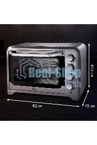 Мини-печь BQ EO1002B Мощность 1600 Вт, Объем 30 л, Конвекция, 5 режимов работы, Таймер до 60 мин черный/стальной