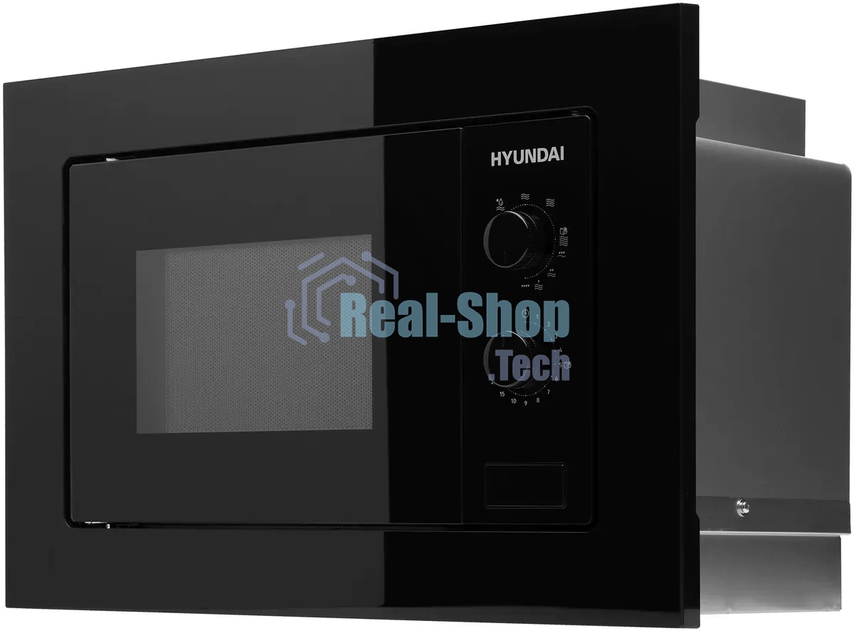 Микроволновая печь встраиваемая Hyundai HBW 2030 BG черный, 20 л, 800 Вт, переключатели - поворотный механизм