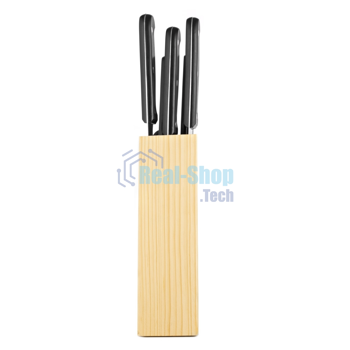 Набор ножей LARA LR05-53 7 предметов: ДЕРЕВЯННАЯ ПОДСТАВКА + 5 ножей + ножницы, нержавеющая сталь 2CR13