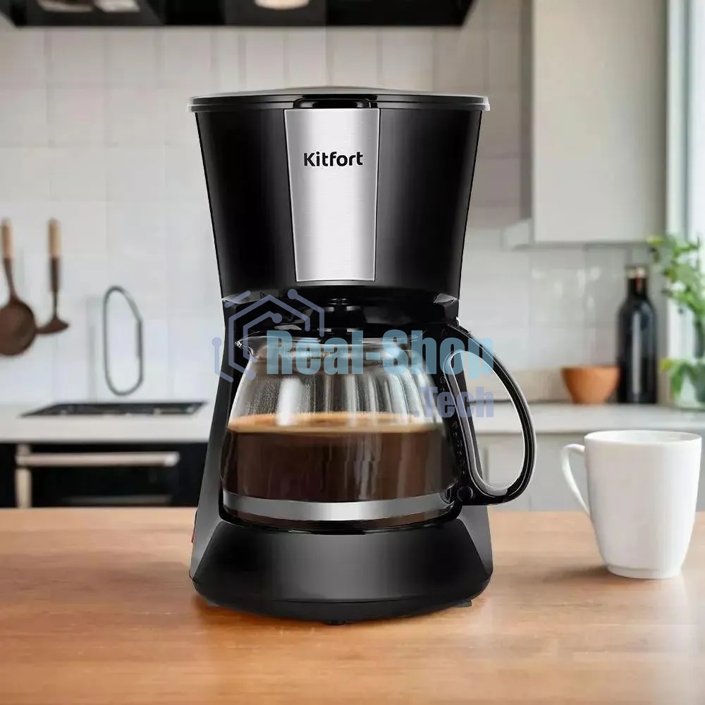 Кофеварка капельная Kitfort КТ-7260 черный/нержавеющая сталь, исп. кофе - молотый, 0,6 л, 550 Вт