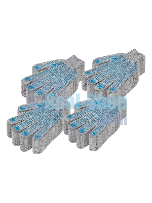 Перчатки трикотажные Сибртех х/б, 200 пар, ПВХ точка, 4 нити, 10 класс