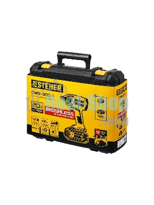 Гайковерт STEHER 20В бесщеточный, 1 АКБ (4А·ч), в кейсе. CWB-300-1