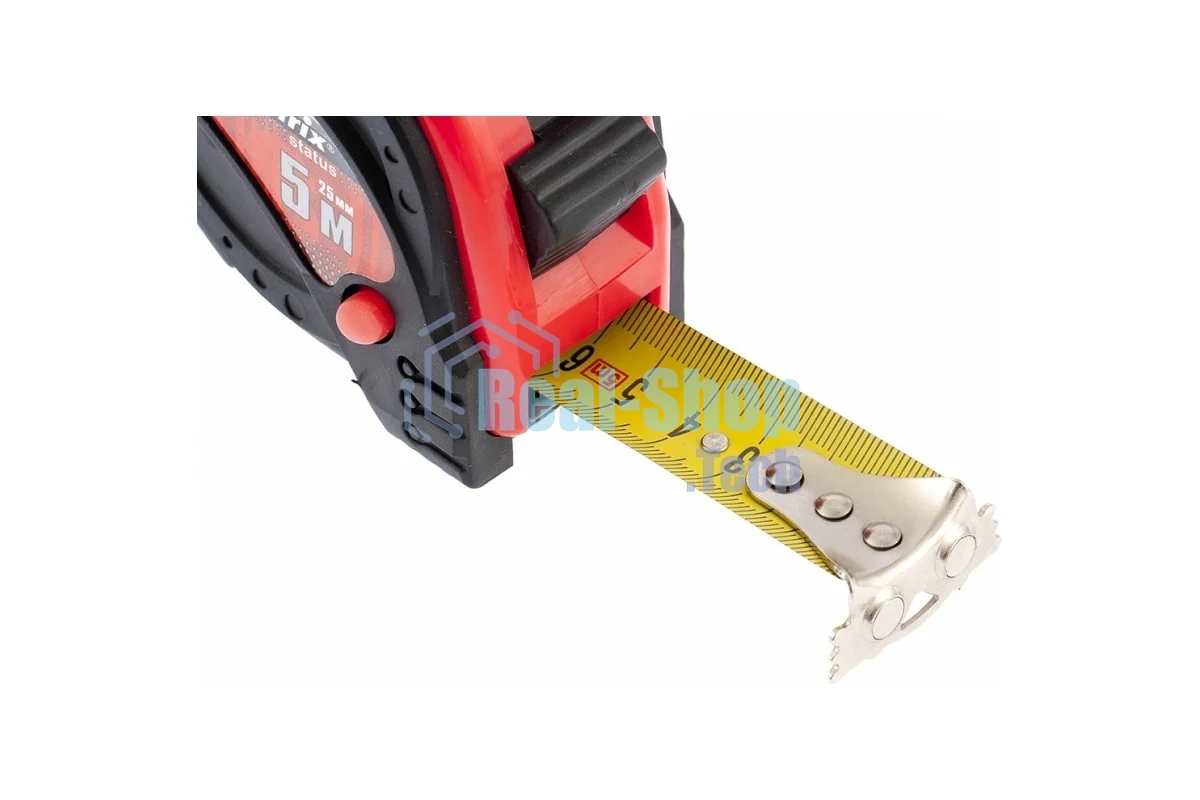 Рулетка Matrix status magnet 3 fixations 5мх25мм обрезиненный корпус зацеп с магнитом