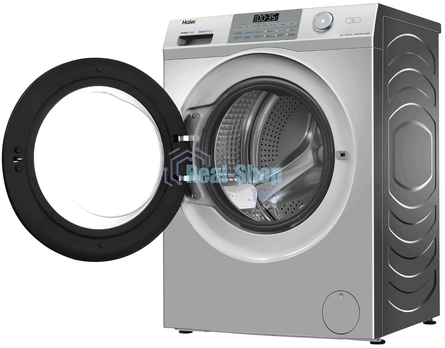 Стиральная машина Haier HW70-BP12959BSE серебристая, загрузка фронтальная 7кг, 1200 об/мин., класс: A+++